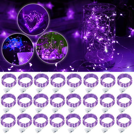 Aogist 24 Pack Purple LED Fairy Lights, Twinkle Firefly Lights, 3 Speed Modes 7 Feet Mini Battery Operated String Lights for Mason Jar DIY Wedding Party Christmas Decoration