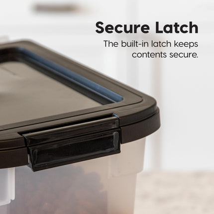 IRIS USA WeatherPro Airtight Dog Food Storage Container, Up to 4.5 Kg Each, 2 Pack, for Dog Cat Bird and Other Pet Treat Food Storage Bin, Keep Fresh, Translucent Body, BPA Free, Clear/Black