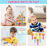 54PCS Magnetic Building Sticks Blocks Toys, Magnetic Balls and Rods Set for Kids, Magnetic Building Set,Toddler Montessori Toys,STEM Stacking Toys T103