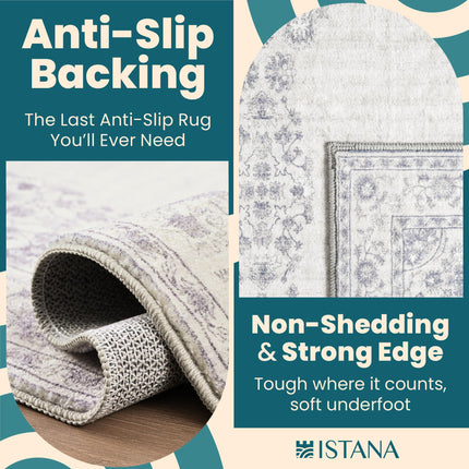 Istana Rug 8x10 - Grey/White Cream Area Rug - Foldable 8 x 10 Rug - Stain Resistant 8x10 Rugs for Living Room - Plush Area Rug - Indoor Rugs - Farmhouse Rugs for Living Room