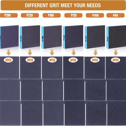 18 Pc 60-280 Sanding Sponge Pads Kit Ultra Fine Sanding Sponges Reusable Sanding Pads Wet Dry Super Soft Foam Sand Block Sandpaper Sponge