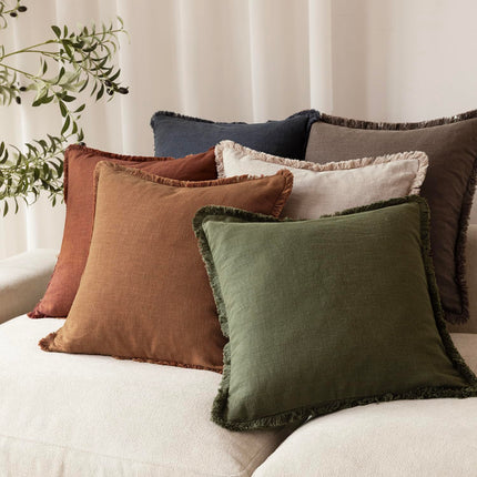 Foindtower 18x18" Linen Set of 2 Bohemian Rustic with Tassels Soft Throw Pillow Covers for Sofa, Orange Brown X004E7H85B