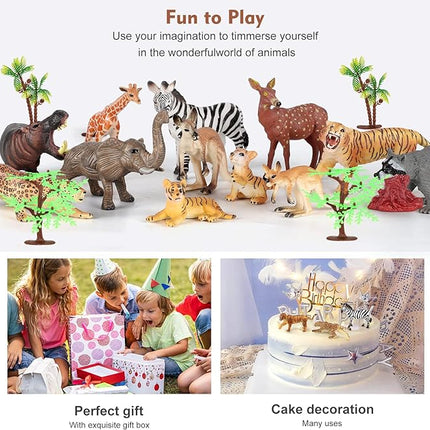 Aomola Toy Animals for Kids, Animal Figures 18PCS, Realistic Jungle Animals Figurines, Educational Toys Gifts T32