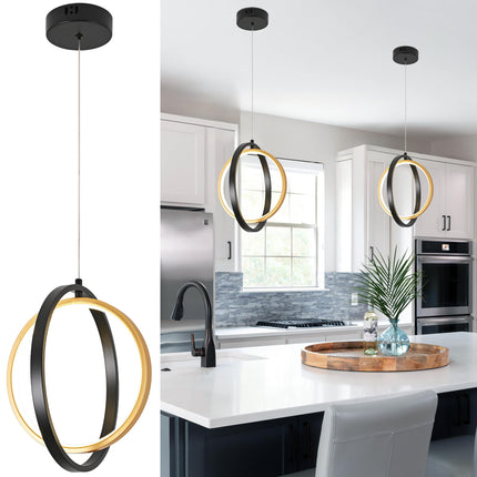 AyshwillDec Modern Led Ring Chandelier Black and Gold Pendant Light