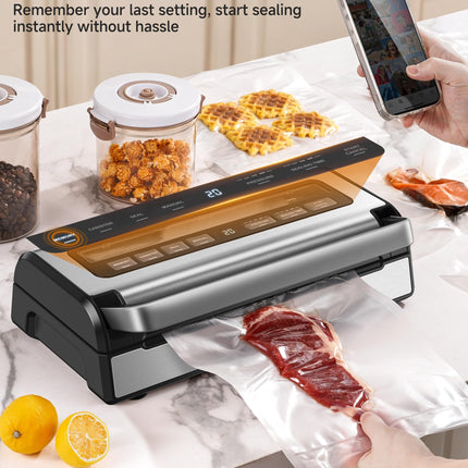 AOBOSI Vacuum Sealer Machine with Built-in Cutter and Storage Box, 95Kpa Automatic Food Sealer, Adjustable Pressure & Time, Includes 1 Bag Rolls & Accessory Hose for Vacuum Packing