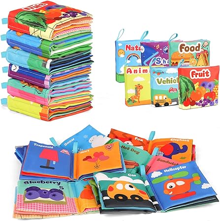 Soft Books - 6 Pack First Soft Books Non-Toxic Fabric Crinkle Cloth Books Friction with Rustling Sound, Early Educational Books Toys, Waterproof Baby Bath Books SQ001