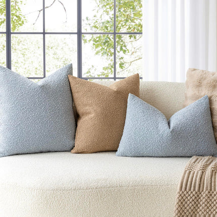 Foindtower 20 x 20" Pack of 2 Textured Boucle Throw Accent Solid Cozy Woven Couch Cushion Case for Chair Sofa, Light Blue X0040V6ZY1
