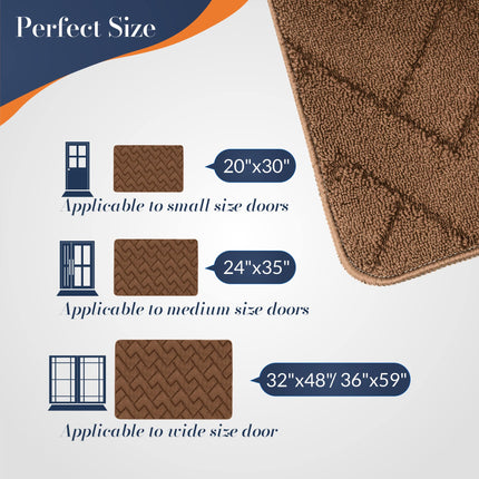 Walensee 36"x59" Indoor Machine Washable Doormat, Front Door Mat for Entrance, BROWN
