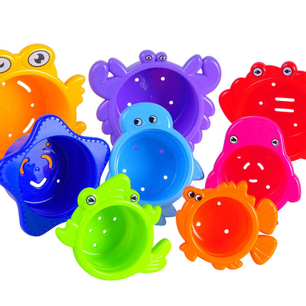 MooToys Under the Sea Animals Bath / Sand Stacking Cups For Boys And Girls. Brightly Colored (MT-109)