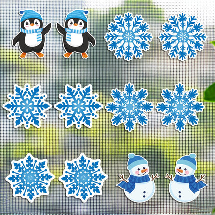 Sinbana 12pcs/6 Pairs Screen Door Magnets Decorations, Christmas Winter Snowflake Snowman Penguin Flexible Magnetic Double Sided Screen Savers for Pet Bird Protection Fridge Decals Cruise Door Decor