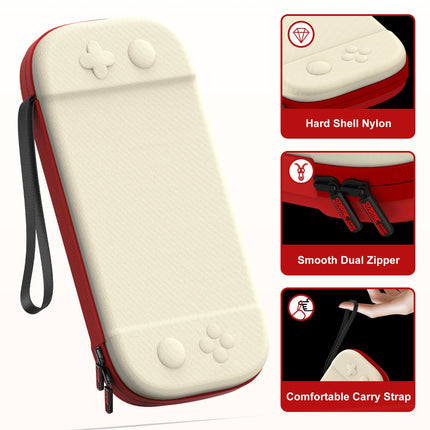 STARTRC GAMES Hard Carrying Case for Nintendo Switch 2, Travel Case Shell Pouch with 12 Games Cartridges, Protective Case for Switch 2 Console & Games Accessories White & Red