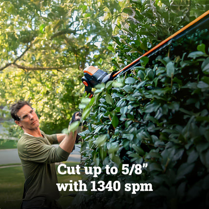 WORX WG252 20V 20" Cordless Hedge Trimmer, Reach Up to 12 Feet, Extended Pole, 180° Rotation Head, PowerShare