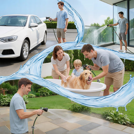 Retractable Hose Reel, 1/2 inch, 100 ft, 180° Swivel Bracket Wall-Mounted, Garden Water Hose Reel with 10 Pattern Nozzle, Auto Slow Rewind, Lock at Any Length, for Garden/Patio