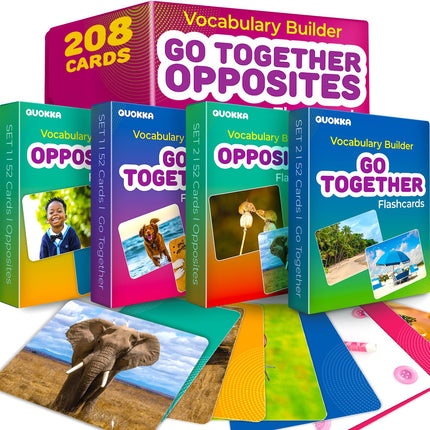 QUOKKA 208 Vocabulary Flash Cards Go Together and Opposites Matching Card Game