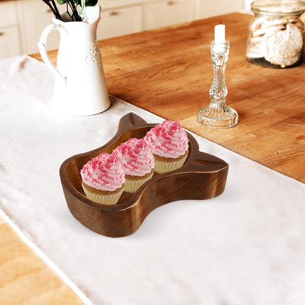 CATIEBYE Wooden Cow Head Serving Dish, Functional Fruit and Nut Tray for Household and Celebration Use