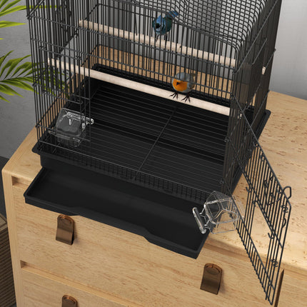 (New Open Box) PawHut 23" Large Bird Cage with Accessories, Handle, Black