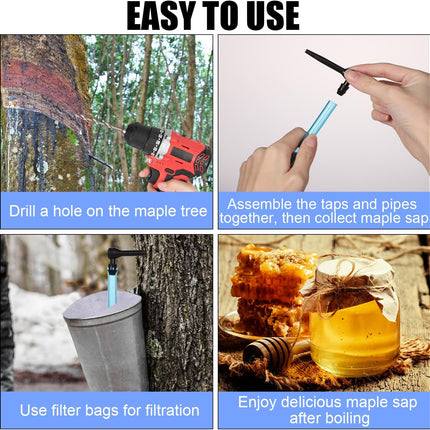 Maple Syrup Tree Tapping Kit, 12pcs Maple Syrup Tubes 12pcs Maple Taps with 2pcs Maple Sap Filters Maple Sugaring Starter Kit for Beginners Maple Sap Collectors