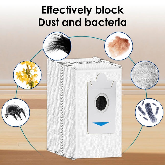 LemonRunRun 6 Pieces T30S Replacement Dust Bags for ECOVACS DEEBOT X5 Omni/ X5 Pro Omni/ X2/ DEX86 Vacuum Bag, Activated Carbon Disposal Bags (NOT FOR T30S COMBO)