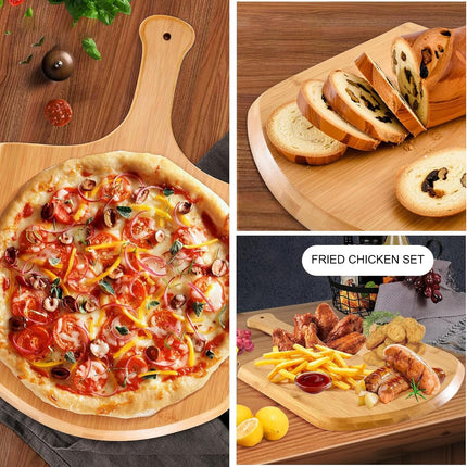 AOKID Lightweight Smooth Wooden Pizza Paddle and Serving Board for Baking Pizza, Bread, Cutting Fruit, Vegetables