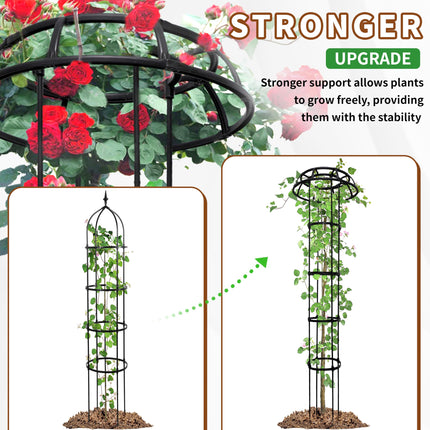 SORANGEUN 165cm Garden Trellis for Climbing Plants, Mushroom Plant Trellis for Potted Plants, Outdoor Heavy-Duty Obelisk Trellis for Cucumber, Tomato, Grape, Rose, Pea, Vine, Bean, Clematis, Zucchini