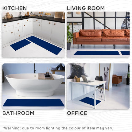 Homergy Anti Fatigue Kitchen Mats for Floor 2 Piece Set, Memory Foam Cushioned Rugs, Comfort Standing Desk Mats for Office, Home, Laundry Room, Waterproof & Ergonomic, 44x77 cm and 44x150 cm