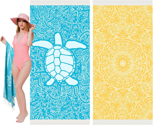 Vikumond 2-Pack Lightweight 79x36 Inch Turkish Beach Towel
