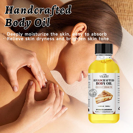 Organic Coconut Oil Body Oil for Dry Skin - Sweet Almond & Coconut Oils Blend, Moisturizing, Nourishing & Aromatic Skin Care Treatment for Women & Men, Hydrating & Non-Greasy (4.06FL.OZ, Organic Coconut)