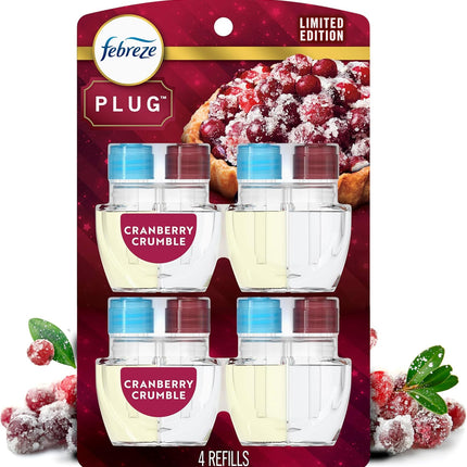 Febreze 4 Count Plug-In Air Freshener, Odor-Fighting Scented Oil Refill for Home, Bathroom & Kitchen, 0.87 oz Refills