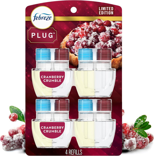 Febreze 4 Count Plug-In Air Freshener, Odor-Fighting Scented Oil Refill for Home, Bathroom & Kitchen, 0.87 oz Refills