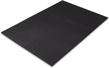 Amazon Basics Foam Interlocking Exercise Gym Floor Mat Tiles - 6-Pack, 24 x 24 x .5 Inch Tiles (24 sqft)