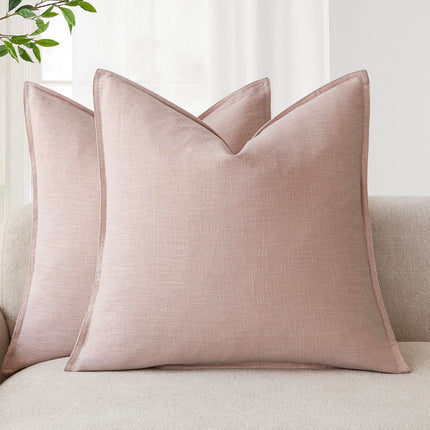 Foindtower 26 x 26" Pack of 2 Linen Solid Throw Soft Accent Cushioned Case For Chair Couch Sofa, Light Pink X004C9IRGZ
