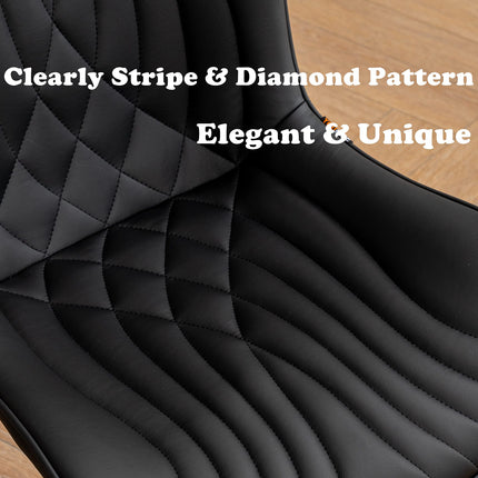 YOUTASTE Black Dining Chairs Set of 2, Mid-Century Modern Faux Leather Upholstered Kitchen Chairs with Metal Legs, Supports 300 lbs, Comfortable Accent Chairs for Living Room, Bedroom