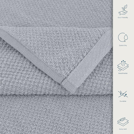 CASA COPENHAGEN 4-PIECE Popcorn Textured  550 GSM Bath Towels Cotton Gift Set, Grey Purple