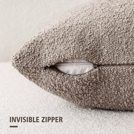 Foindtower 12x20" Pack of 2 Textured Boucle Throw Accent Solid Lumbar Cozy Pillow Case for Chair Sofa, Light Taupe X0048OVV8P