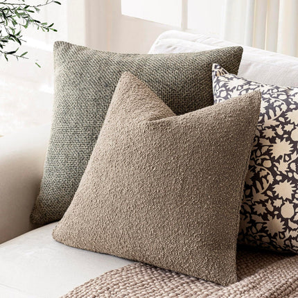 Foindtower 22x22" 1PC Textured Boucle Throw Accent Solid Neutral Soft Cozy Couch Cushion Case for Chair Sofa, Light Khaki Tan X0049JPHHF