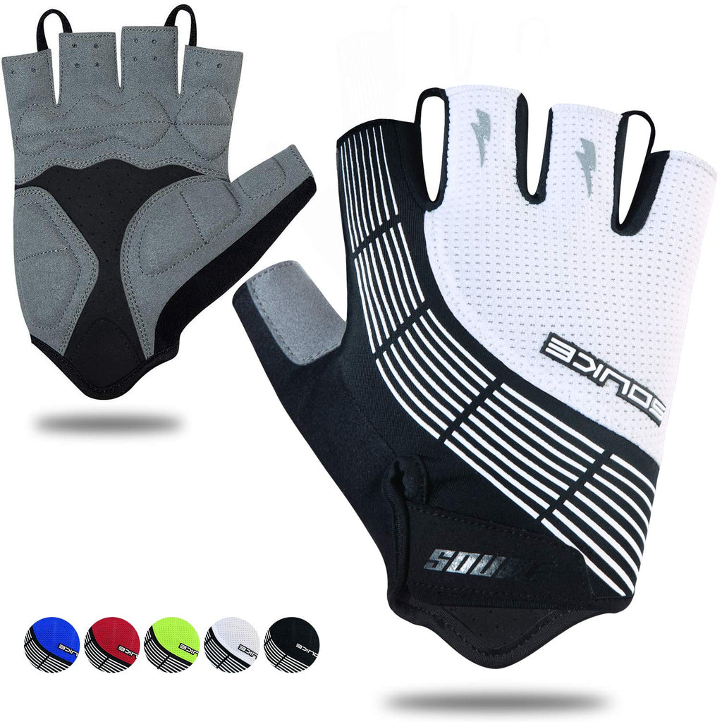 Souke Sports Cycling Bike Gloves Padded Half Finger Bicycle Shock-Absorbing Anti-Slip MTB Road Biking for Men/Women