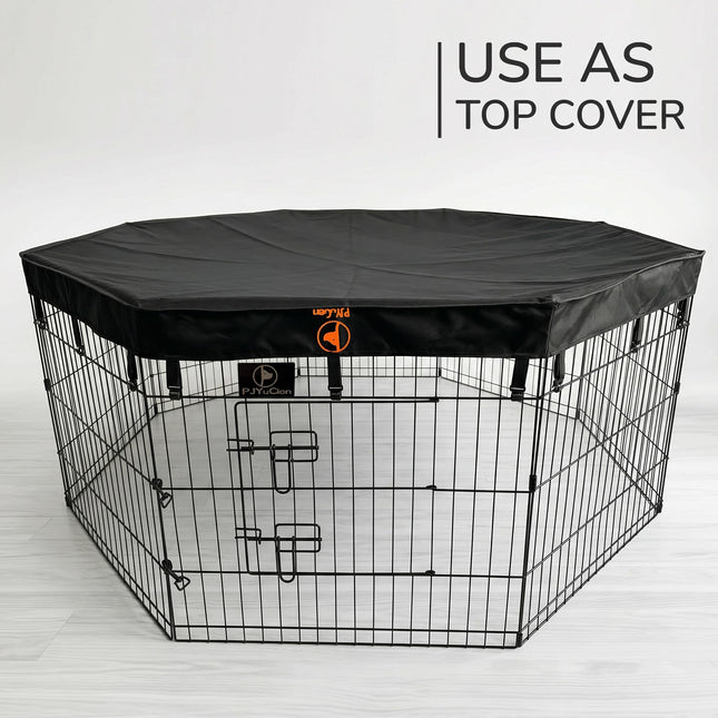 PJYuCien Puppy Playpen with Bottom Pad and Door, 8 Panels 30" H, Black