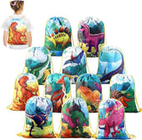 12 PCS Kids Dinosaur Party Favor Bags for Birthday Party Drawstring Package Dinosaur Goody Bag Gifts T24