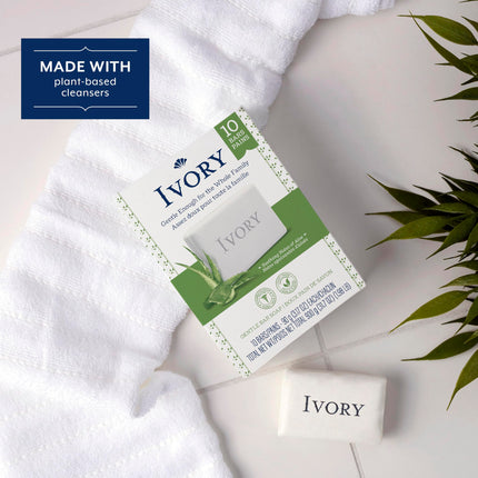 Ivory Bar Soap Notes of Aloe, 900 g Total (10 Count of 90 g Each)