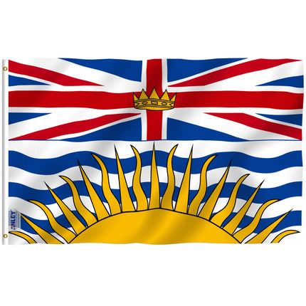 Anley Fly Breeze 3x5 Feet British Columbia Flag - Vivid Color and Fade Proof - Canadian Province of British Columbia Flag Polyester with Brass Grommets