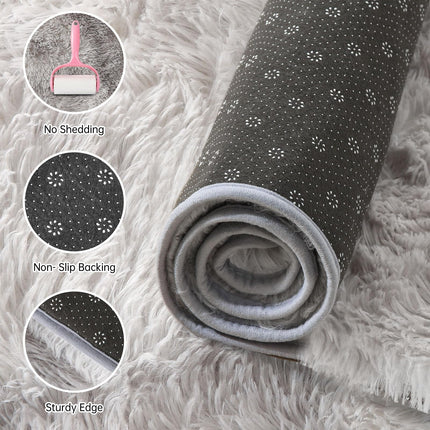 Cinknots Area Rugs Fluffy Carpet Modern Living Room Bedroom Nursery Dorm Soft Non-Slip Carpet Large Modern Indoor Shaggy Carpet Room Home Décor (Grey White, 3.9'x 5.2'（120 * 160cm）)