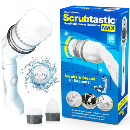 Scrubtastic Max Handheld Electric Spin Scrubber for Bathroom and More, Electric Scrubber, Shower Scrubber, Power Scrubber for Bathroom Cleaner Brush, Electric Cleaning Brush, Bathroom Scrubber