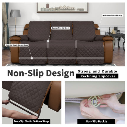 Easy-Going Recliner Sofa Cover, Reversible Couch Cover for 3 Seat Recliner, Split Sofa Cover for Each Seat, Furniture Protector with Elastic Straps for Pets, Kids, Dogs (3 Seater, Chocolate/Beige)