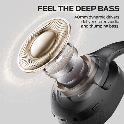 Monster Persona 5th ANC Hybrid Active Noise Cancelling Headphones, Wireless Over-Ear Headphones with Deep Bass Sound, Bluetooth 6.0, 70H Playtime, Foldable Comfort Headphone for Travel/Work/Home-Black