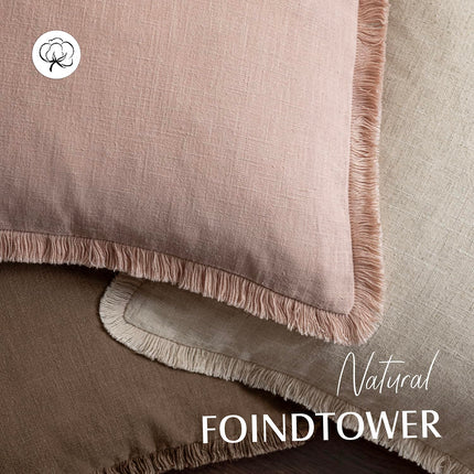 Foindtower 20×20" Set of 2 Linen Fringe Throw Boho Farmhouse Cushion Cover with Tassels Soft Accent for Couch Chair Sofa, Light Pink X0048BKY3V