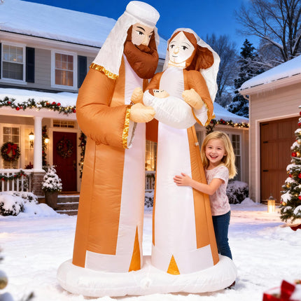 TRMESIA 8 Feet Blow up Jesus Birth Decoration Indoor Outdoor Inflatable | Nativity Scene Build-in LED Lights Christmas Garden Lawn Decoration Blow up Xmas Decor Holiday Party Celebrations and Parties
