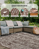 Outdoor Rug 5x8' Waterproof Outdoor Carpet Reversible Patio Rug Portable Camping Rug Modern Abstract Plastic Straw RV Rug for Picnic Beach Balcony Pool Deck Foldable Rug Brown Beige
