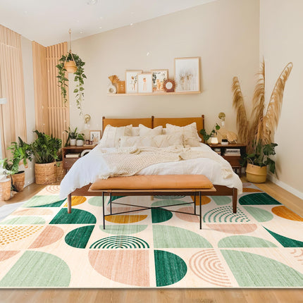 MUJOO Green Washable Rugs 8x10',Boho Area Rugs for Living Room Bedroom,Large Throw Floor Carpet Non Slip Soft Modern Abstract Sage Green