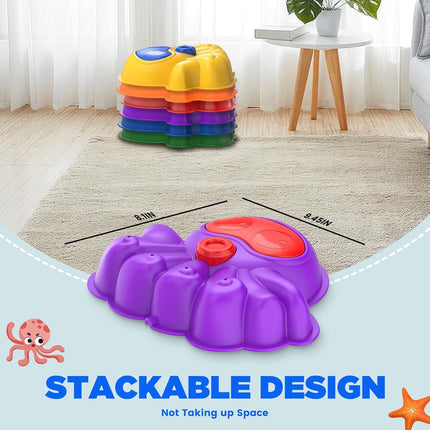 WELIN Balance Stepping Stones for Kids, 6pcs Crossing River Octopus Stone with Light, Indoor Outdoor Fitness Equipment, Balance Training Toy Obstacle Course, Birthday Gifts for Boys Girls Ages 3+