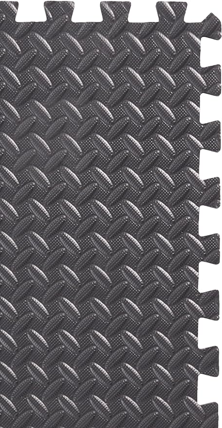 Amazon Basics Foam Interlocking Exercise Gym Floor Mat Tiles - 6-Pack, 24 x 24 x .5 Inch Tiles (24 sqft)